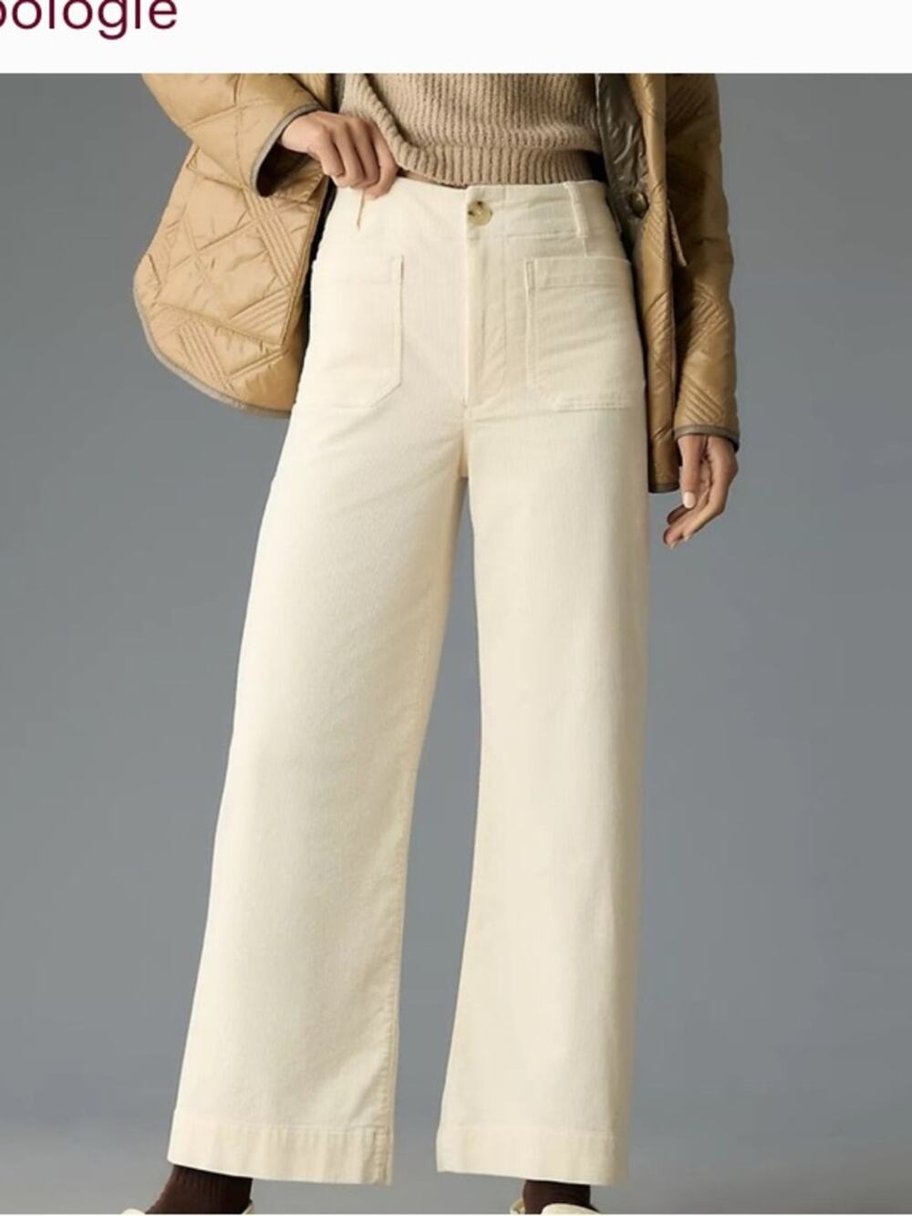 Anthropologie $138 Maeve The Colette Cropped Wide-Leg Corduroy Pants 25” EUC